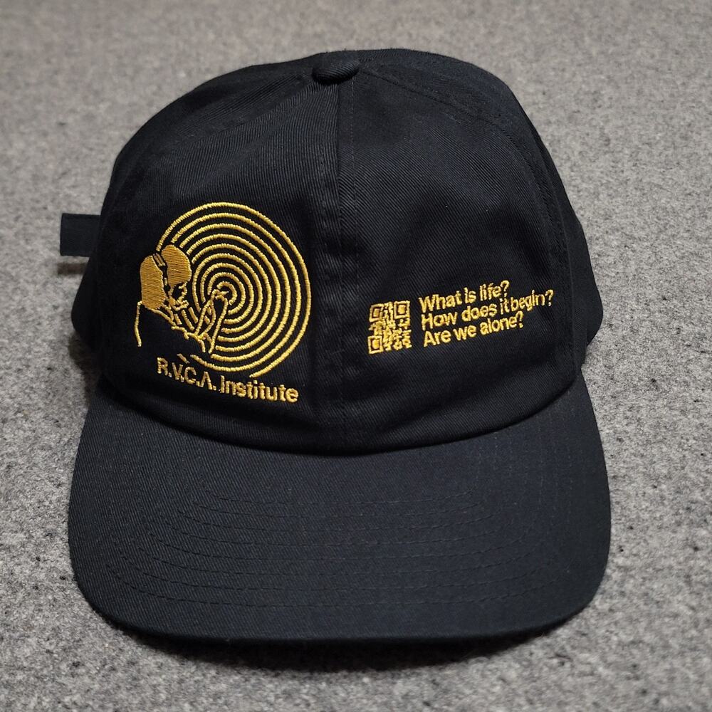 RVCA Hat Baseball Dad Cap Mens Black Mid Fit Institute QR Code Adjustable Strap